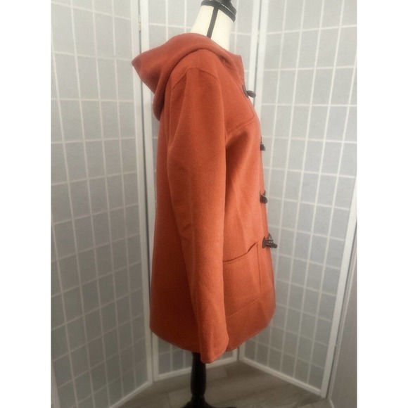 $200 J JILL BURNT ORANGE HOODED WINTER COAT TOGGLE CLOSURE WOOL BLEND SIZE SMALL - Picture 8 of 16
